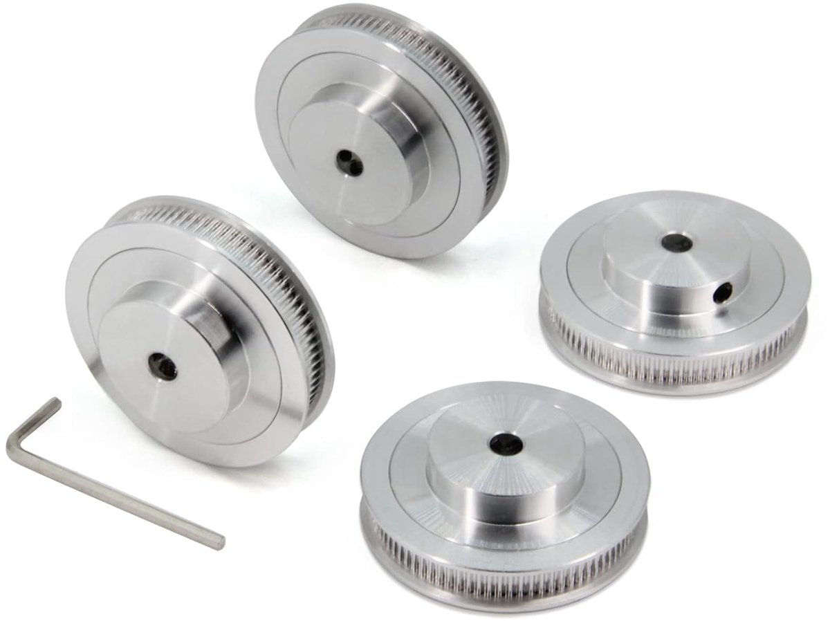2GT katrol 80 tanden 6,35 mm boring 80T synchrone riemschijf aluminium wiel voor breedte 6 mm 3D-printeronderdelen, 4 stuks/partij (Maat: 80T-6,35 mm boring)