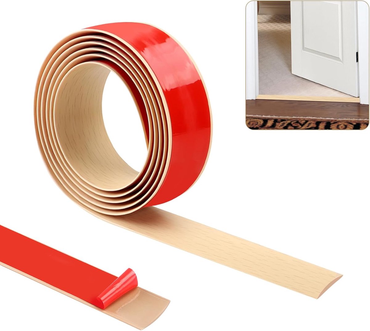 Drempelstrip, tapijtdeurlijst, vloerovergangstrip, zelfklevende vloerdeur-scheidingsstrips, vlakke gelamineerde vloerplint