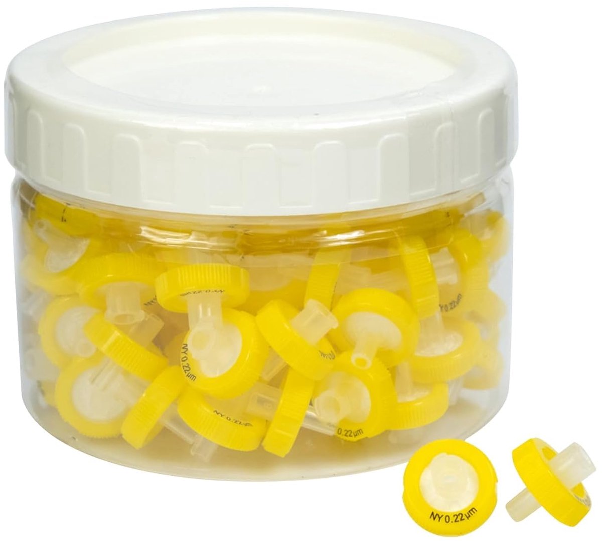 Filters 0,22 μm poriëngrootte, 13 mm membraandiameter, laboratoriumspuitfilters, HPLC en GC spuitfilters, geel