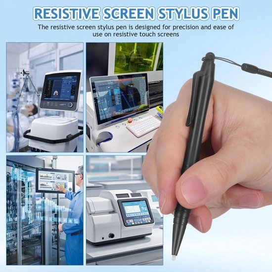 2 stuks resistieve touchscreen stylus pen met vaste punt en siliconen houder met dubbelzijdige lijm inclusief veerband geschikt voor resistieve schermen van tablets — afbeelding 3