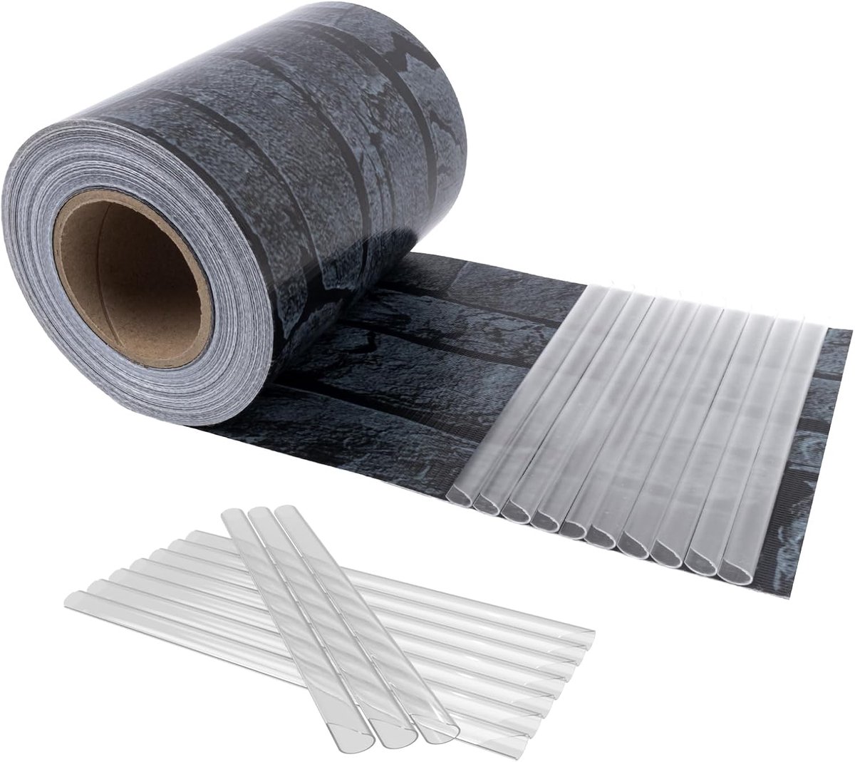 PVC-privacy strips 35mx19cm voor dubbelstaafhek, leisteen | PVC-privacy strips voor volledige privacy, weerbestendig en UV-bestendig, winddicht, met 20 clips, voor tuin, terras, balkon