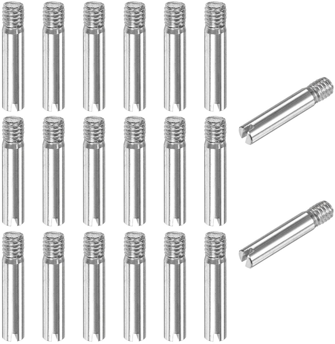 20 stuks 304 roestvrijstalen buitendraad cilinderstiften, Ø 4 x 20 mm, spantpennen, schroefdraadstiften, metalen stiften, bevestigingsstiften, voor meubels, knutselprojecten
