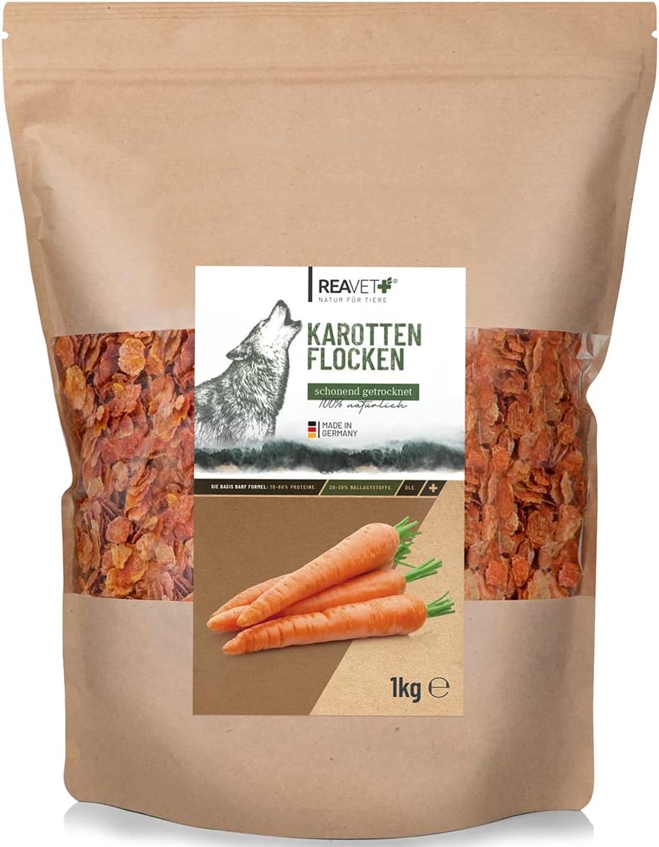 Groentenflakes honden 1kg - Wortelvlokken - Graanvrij - Gezonde aanvulling voor BARF dieet - ShopVlot