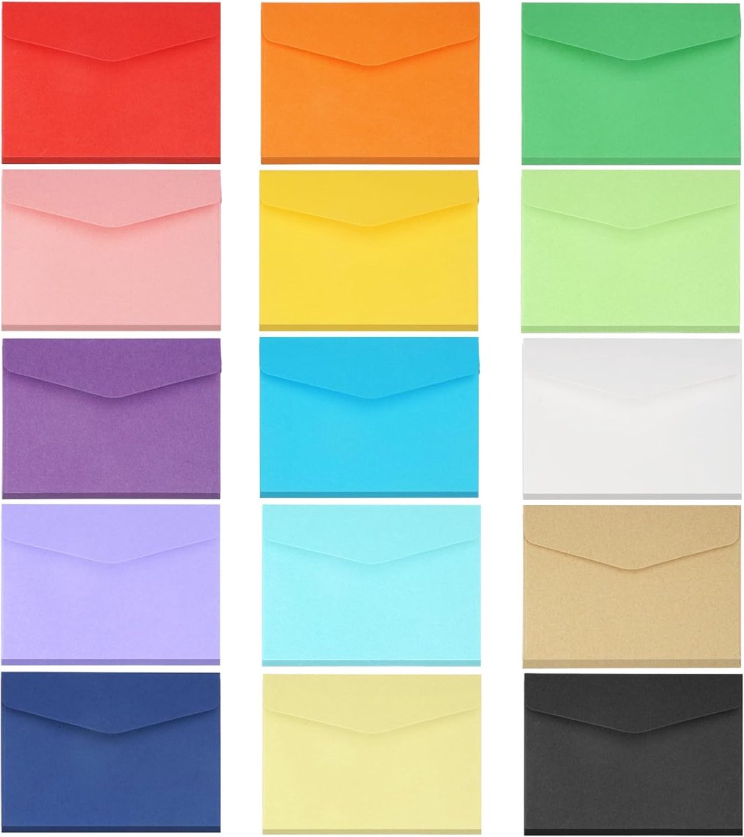 Mini enveloppen 11,7 x 8,2 cm - kleurrijke kraftpapier - set van 150 - perfect voor cadeaus - ShopVlot