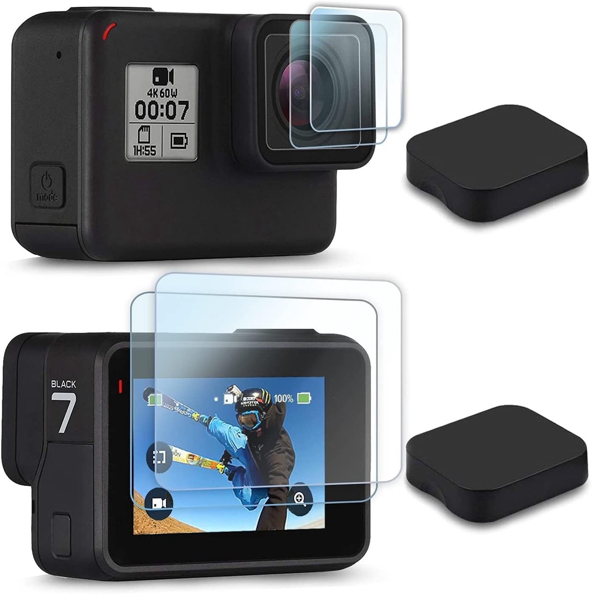 Tempered Glass Protector Set voor Go Pro - Zwart - 9H Hardheid - Bescherming tegen vingerafdrukken - SnelShoppen