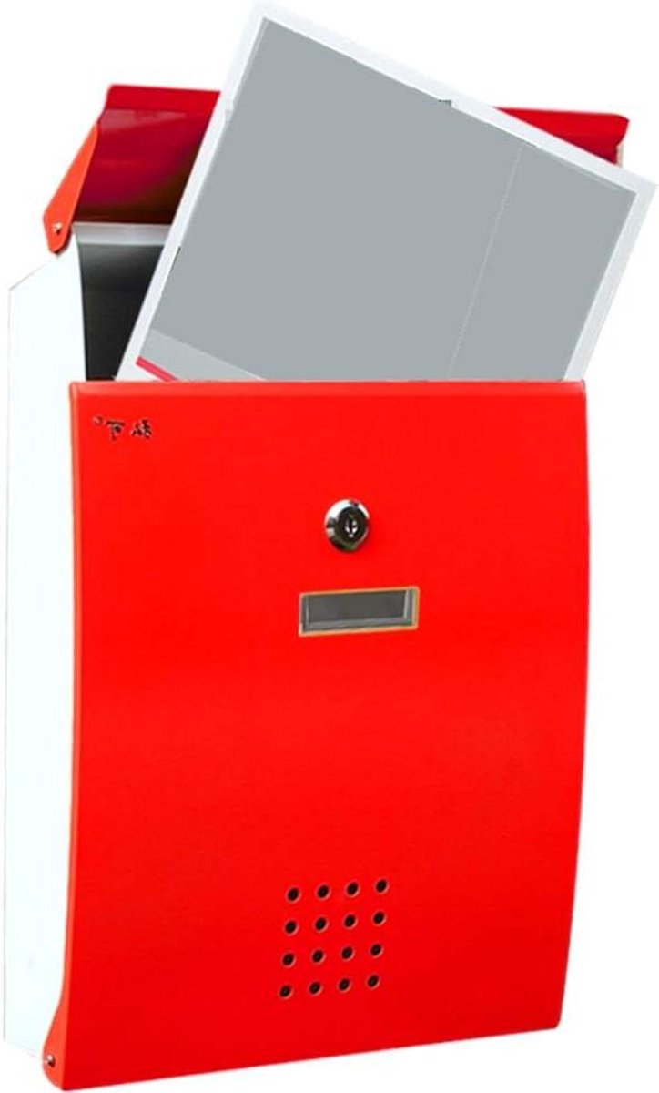 Brievenbus met slot - Brievenbus buiten - Post ontvangen - Roest- en windbestendig - 26X8.5X37.5CM - Rood