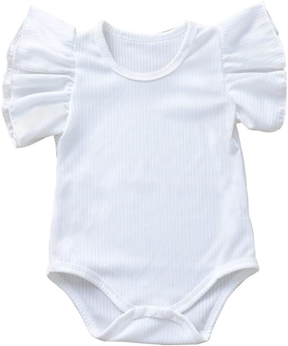 Rompers body baby 68 - wit - solide ruches - schattige outfit voor pasgeborenen - SnelShoppen