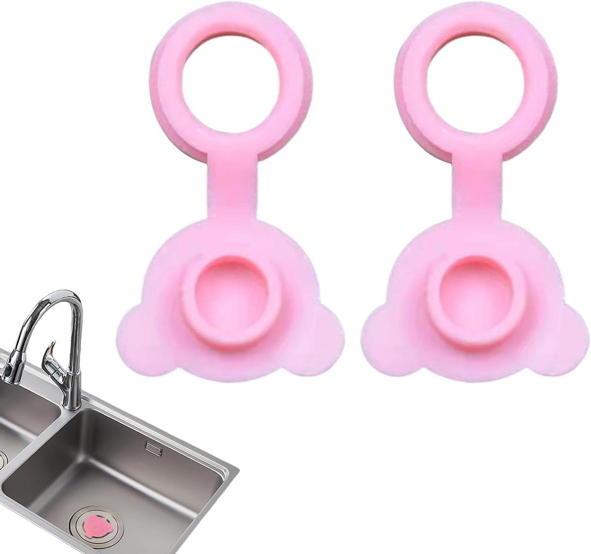 Siliconen Afvoerstopper - Badstop Lekvrij - Badwater Vasthouden - Berenvorm Ontwerp - 2 stuks - Roze