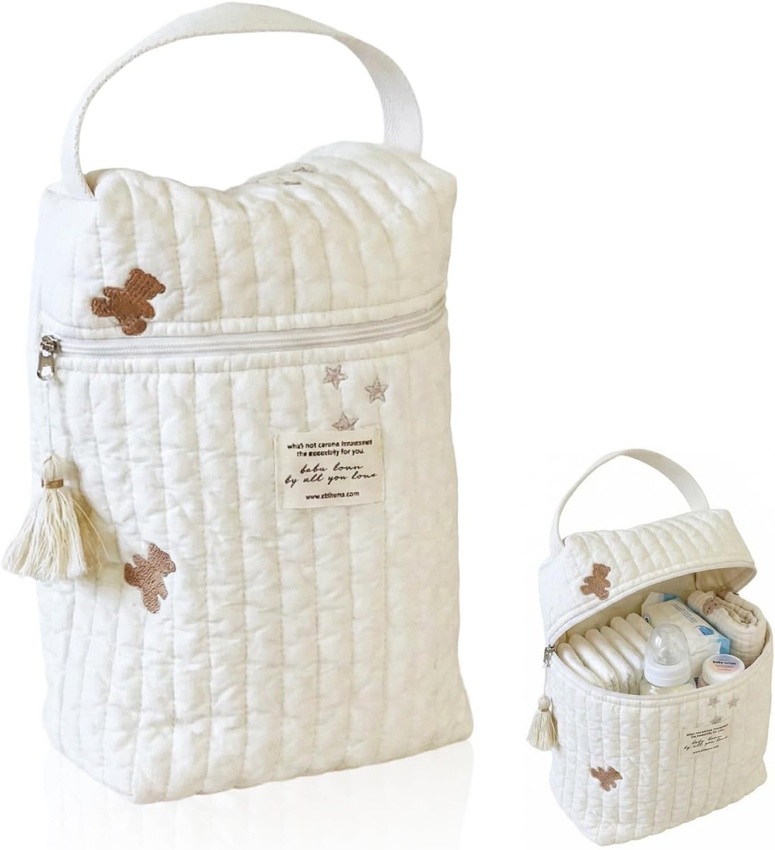 Mini luiertas - schattige beer - voor luiers, kleding en speelgoed - ideaal voor onderweg - SnelShoppen