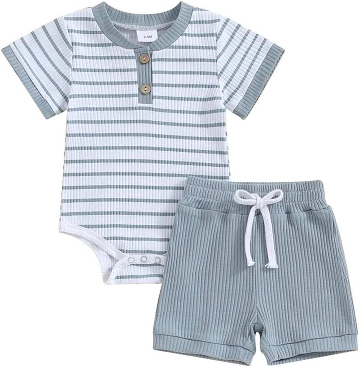 Baby jongens kleding 0-18 maanden - geribbeld gestreept - lange mouwen - SnelShoppen