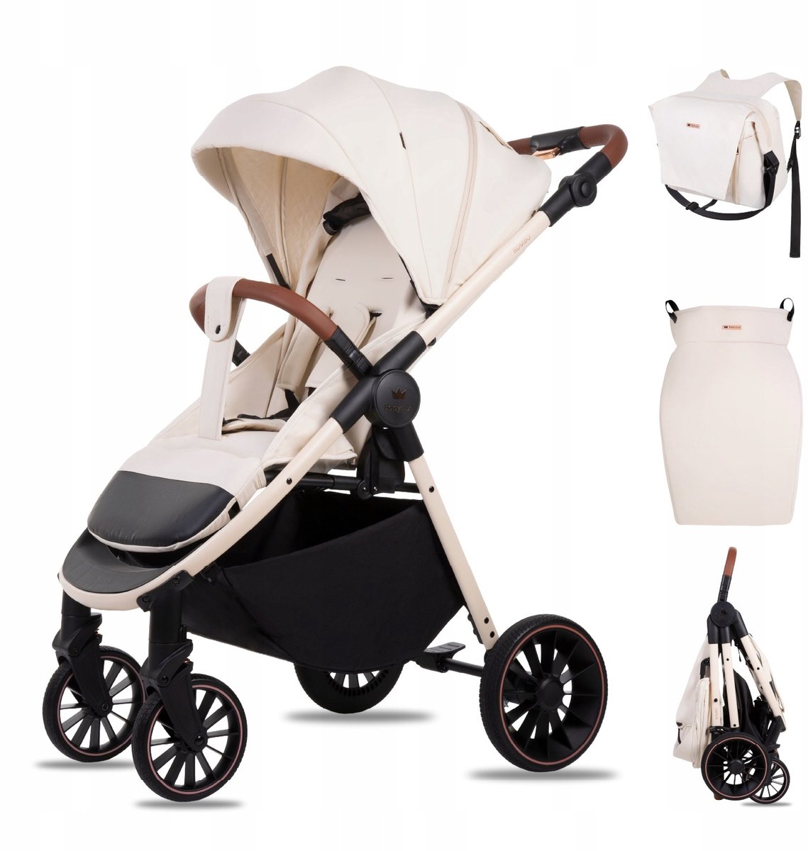 Babylux Buggy Kinderwagen ROMBO Reisbuggy met Ligfunctie, Kleur: Vanilla
