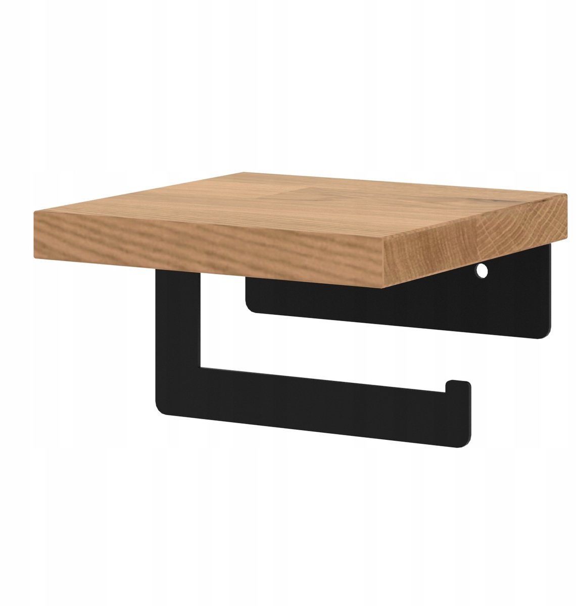 Merkloos Zwart Toiletrolhouder met Houten Plank - Industrieel Design