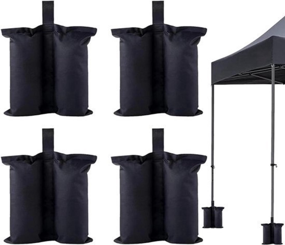 Zandverzwaringszakken voor buiten: 4 stuks winddichte zandzakken voor tent 34 × 34 cm – vaste tentstokken gewicht paviljoen zandzak voor camping strand tuin