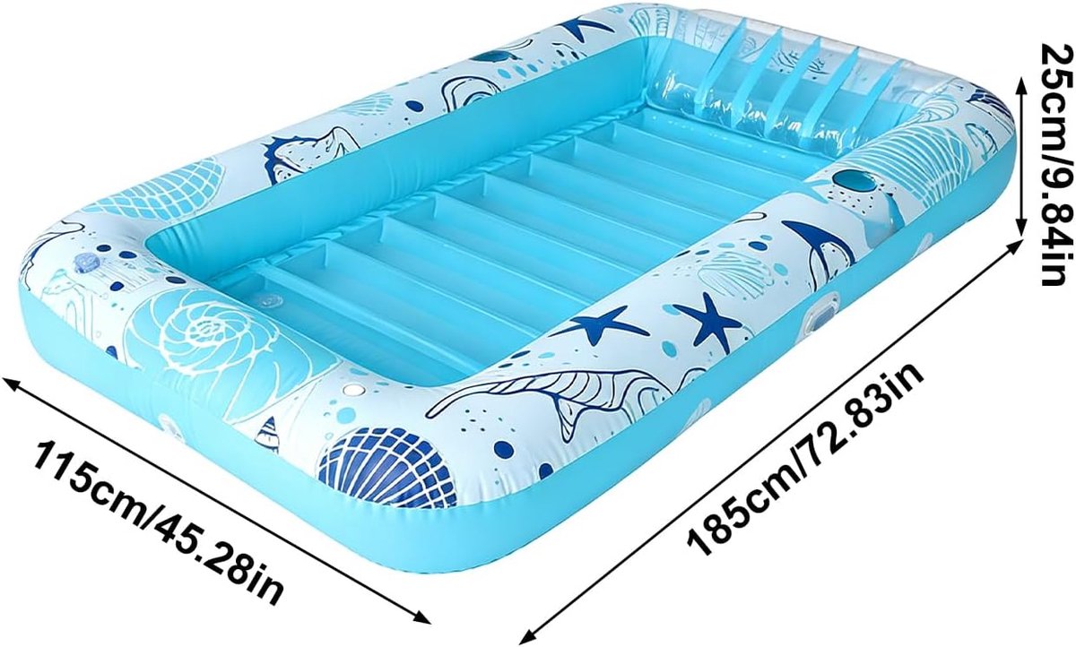 Opblaasbare ligstoel - Luchtbed zwembad Zonnebed - Ontspannen in water - Dubbele klep ontwerp - 185 x 115 cm - Blauw