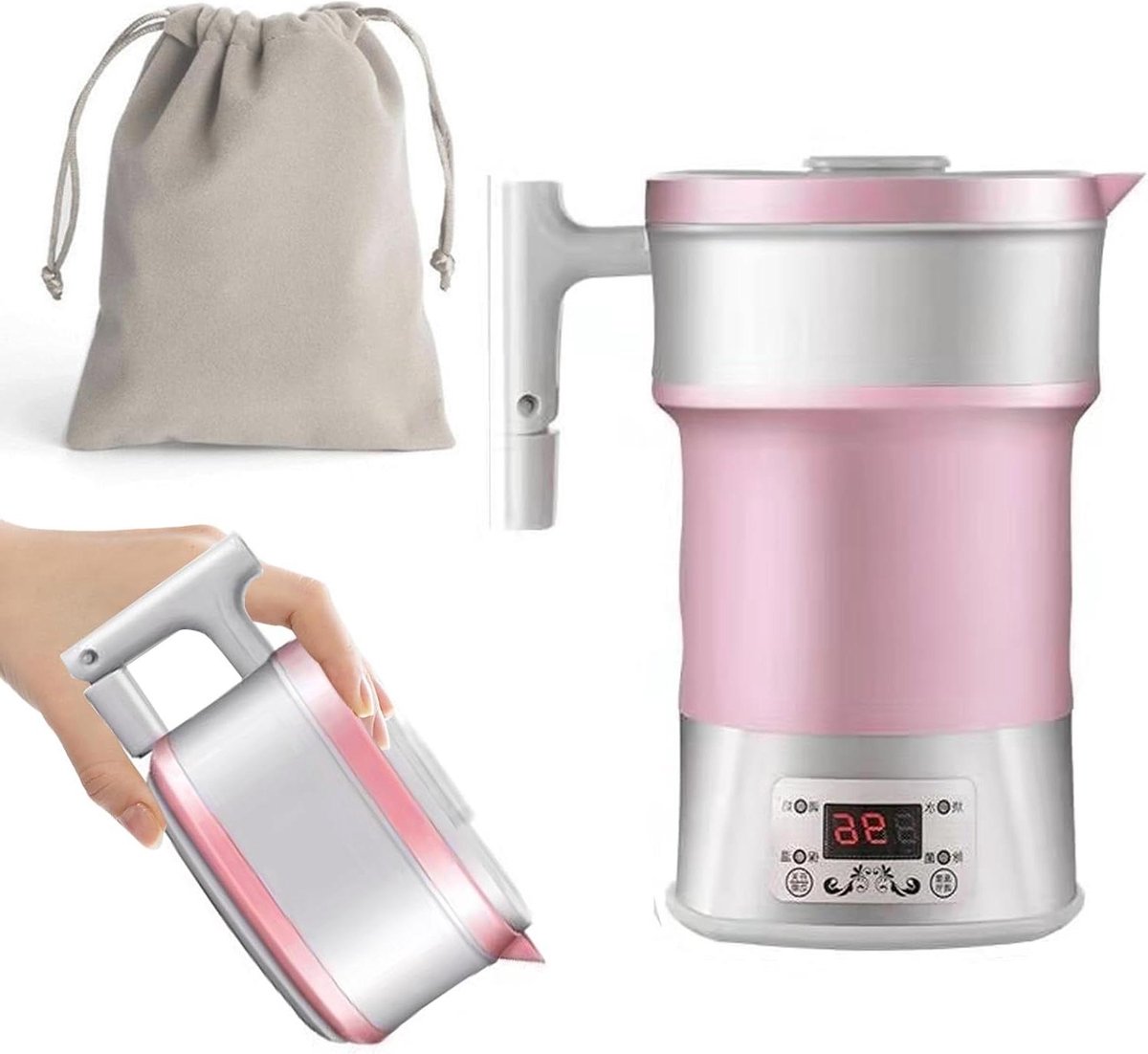 Opvouwbare Waterkoker - Reis Waterkoker - Water Koken - Constante Temperatuur - 800 ml - Roze