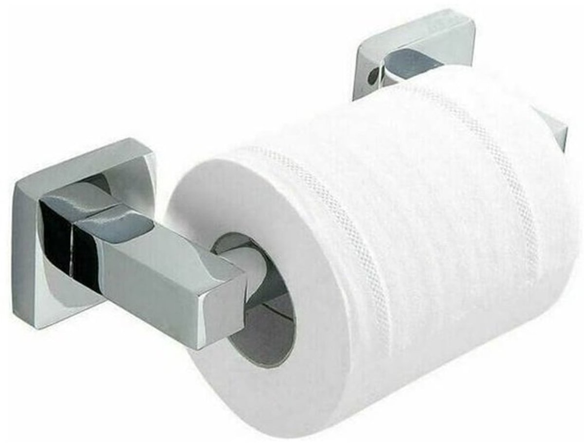 Toiletrolhouder - Wandhouder - Vierkant Badkamerpapierhouder Tissuedispenser - Toiletrolhouder - Chroom