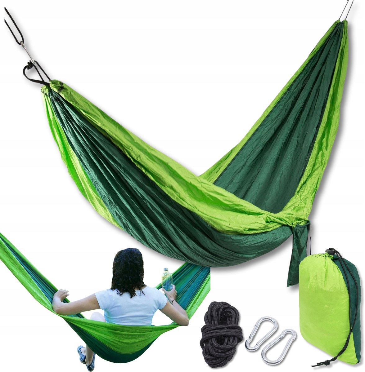 Lichtgewicht Dubbele Hamak 275x140cm - 300kg trekvermogen