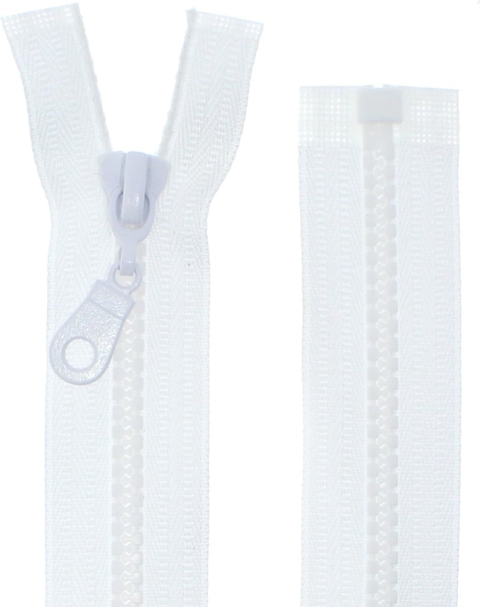 Zip for jackets, plastic, plastic, zips, separable (white 80 cm) - ShopVlot
