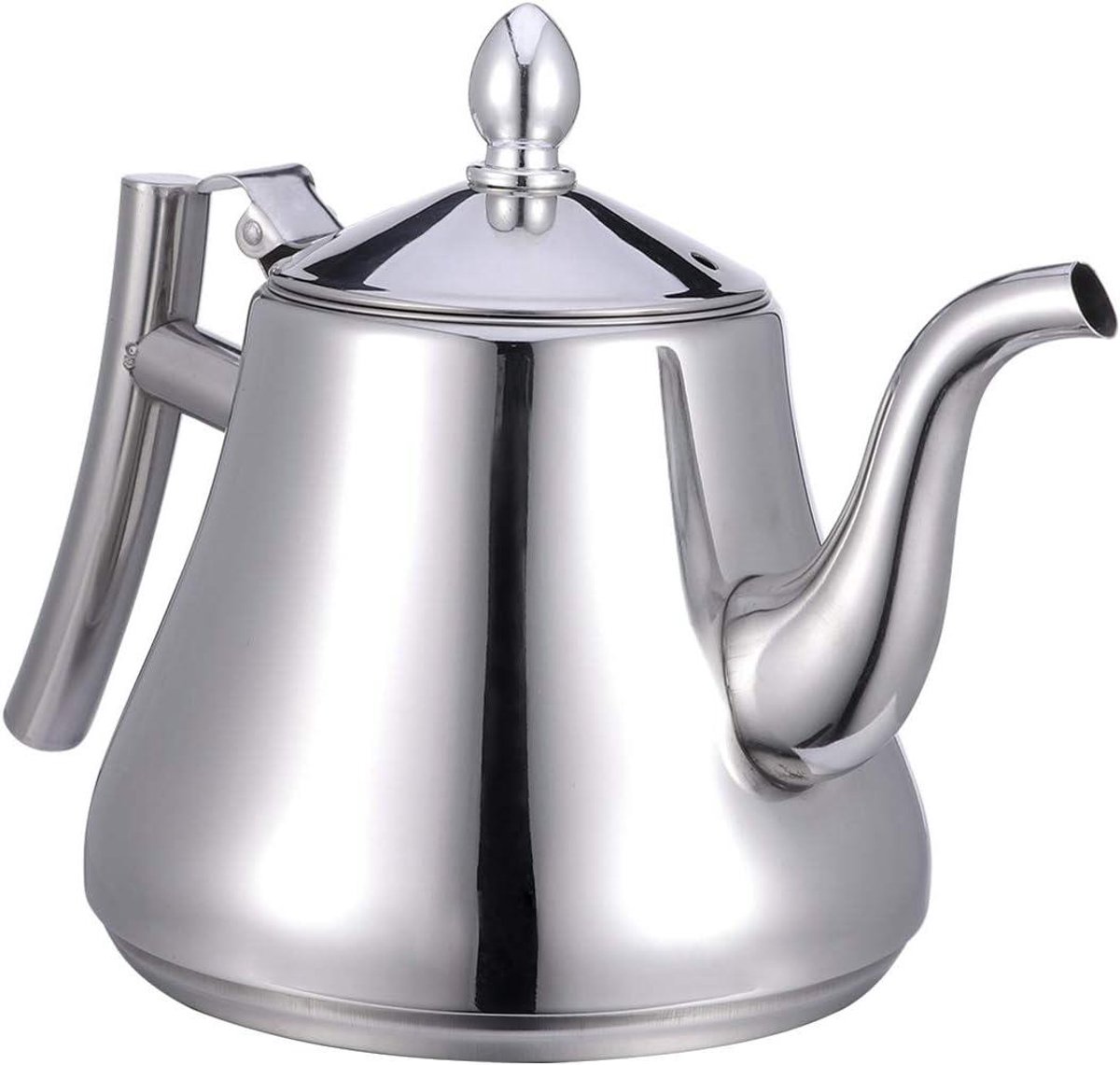 Waterkoker Roestvrij Staal - Theepot Ketel - Thee Zetten - Met Uitneembare Zeef - 1 Liter - Zilver