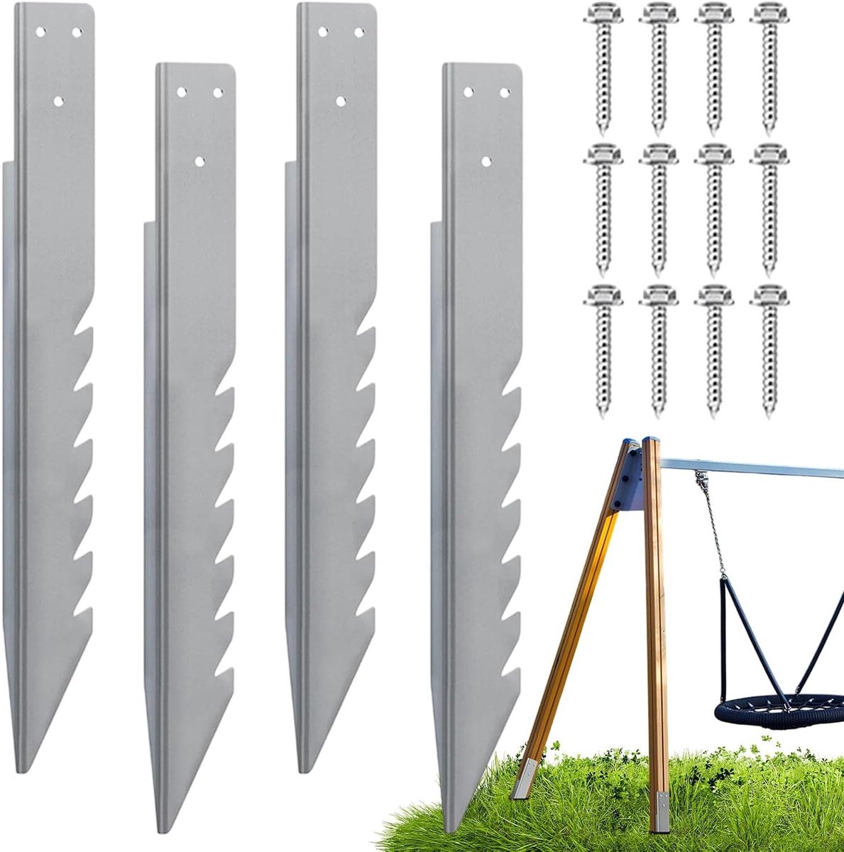Hekpaal Herstelbeugel - Paalanker Grondanker - Tuinconstructies Versterken - Betonvrije Plaatsing - 4031 cm - Gegalvaniseerd