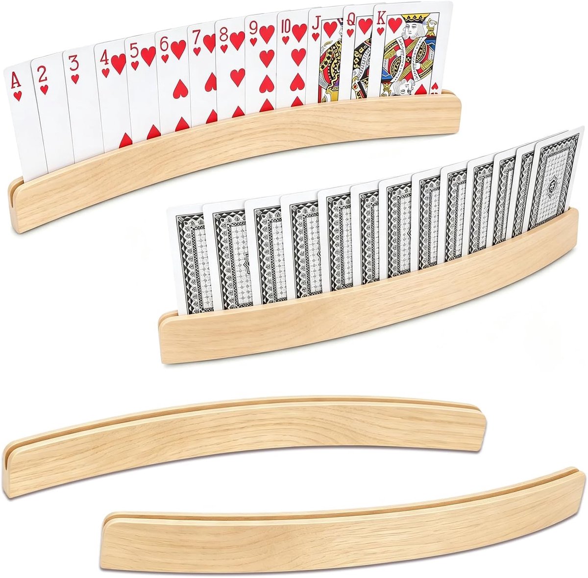 Speelkaartenhouder 32 cm hoog - houten kaartstandaard - handenvrij gebruik - ideaal voor kinderen en ouderen - ShopVlot