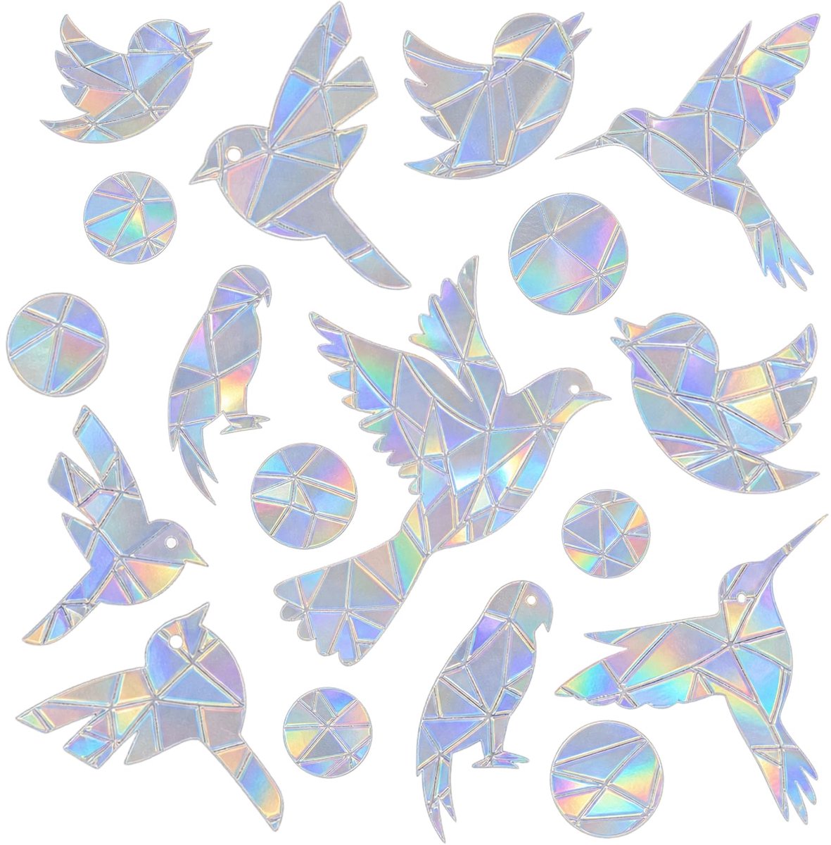 Vogelbescherming raamstickers 54 stuks - prisma folie - lichtbrekend - bescherming tegen vogels - ShopVlot