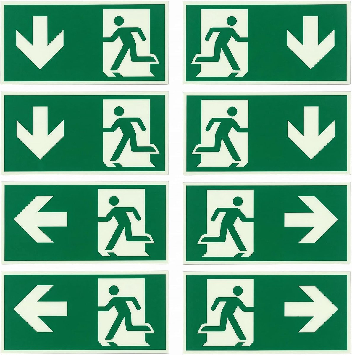 Nooduitgangsbordje 300 x 150 mm - zelfklevend met pijlen - uv-bestendig en waterdicht - voor veilige evacuatie - ShopVlot