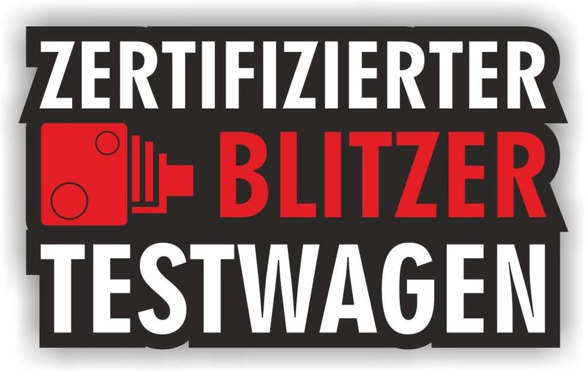 Auto sticker blitzer test 11 x 6.5 cm - hoge kwaliteit - unieke design - personaliseert jouw voertuig - ShopVlot