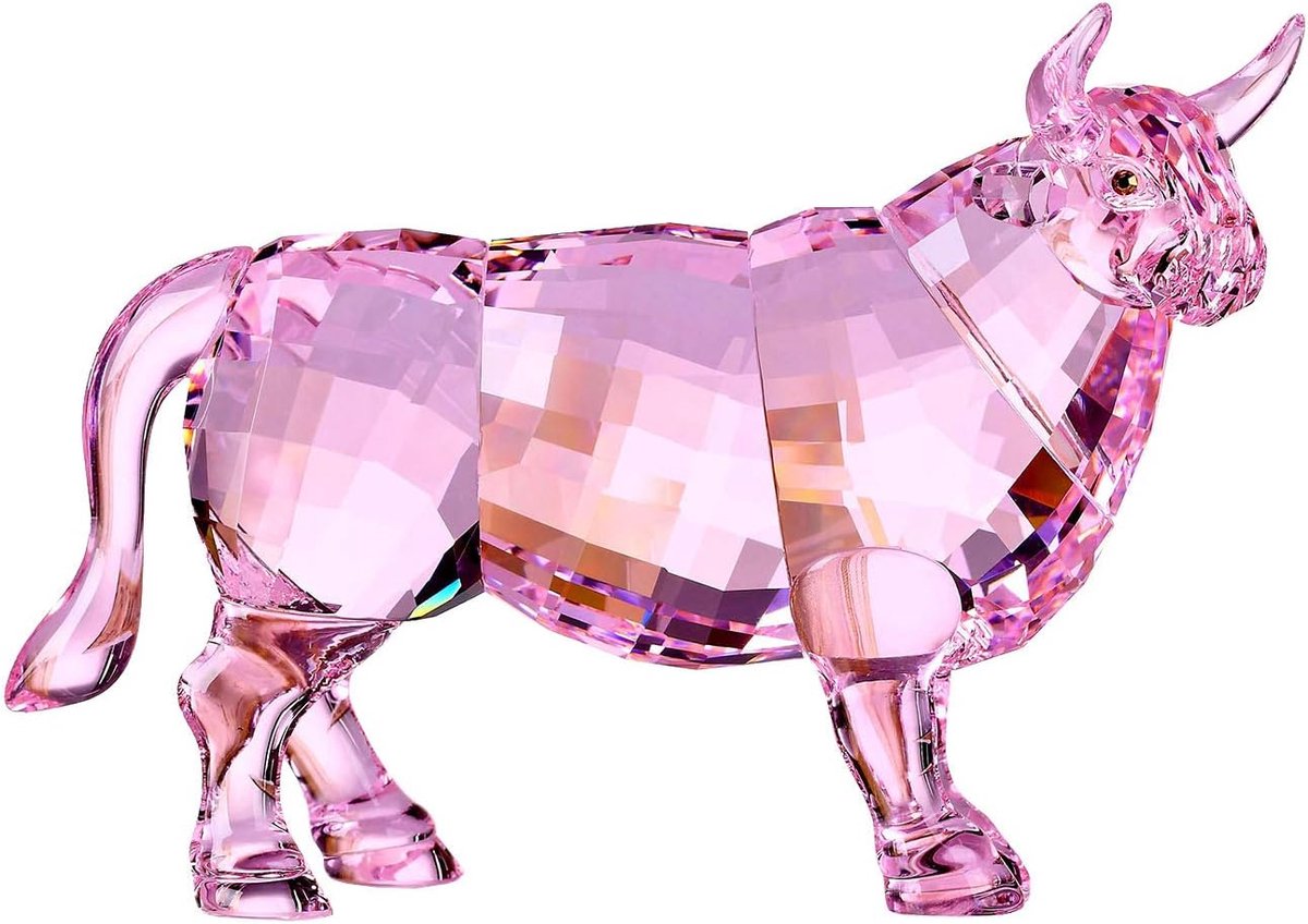 Figurine Crystal Bull - handgemaakt - roze kleur - unieke decoratie voor thuis - ShopVlot