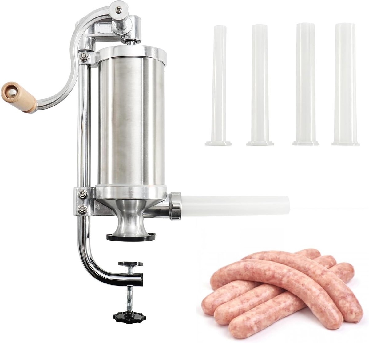 Handmatige worstvulmachine 1,25 kg - roestvrij staal - tafelbevestiging - perfect voor thuisgebruik - ShopVlot