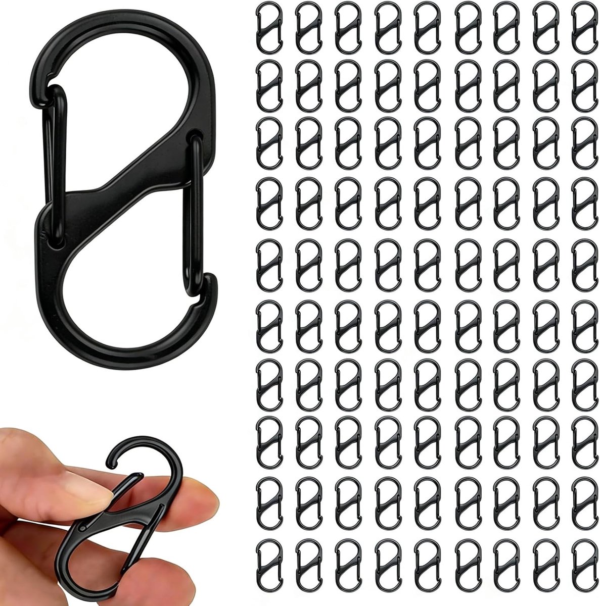 S karabijnhaken 30 mm - metalen dubbele opening - figuur-acht vorm - ideaal voor kamperen - SnelShoppen