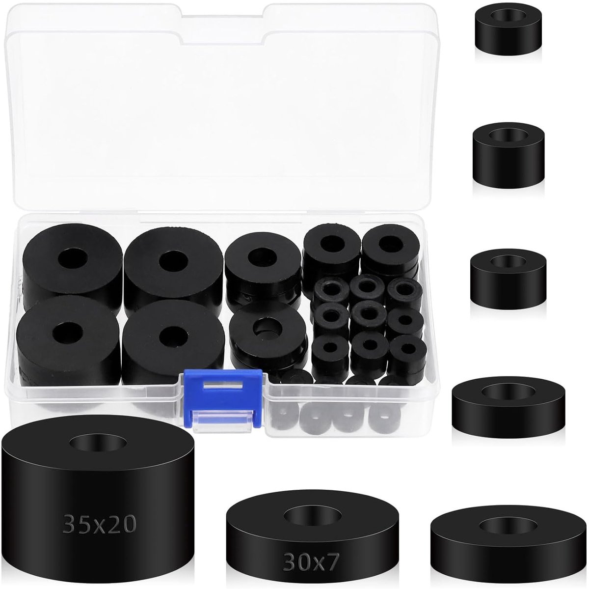 Ronde rubber standoffs set - 50 stuks in 7 maten - neopreen anti-vibratie schijven - multifunctionele spacers - SnelShoppen