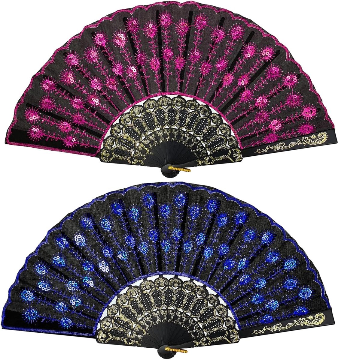 Vouwfan 2 Pack - Lace Handfan - Retro Design - Perfect voor Bruiloften en Feesten - SnelShoppen