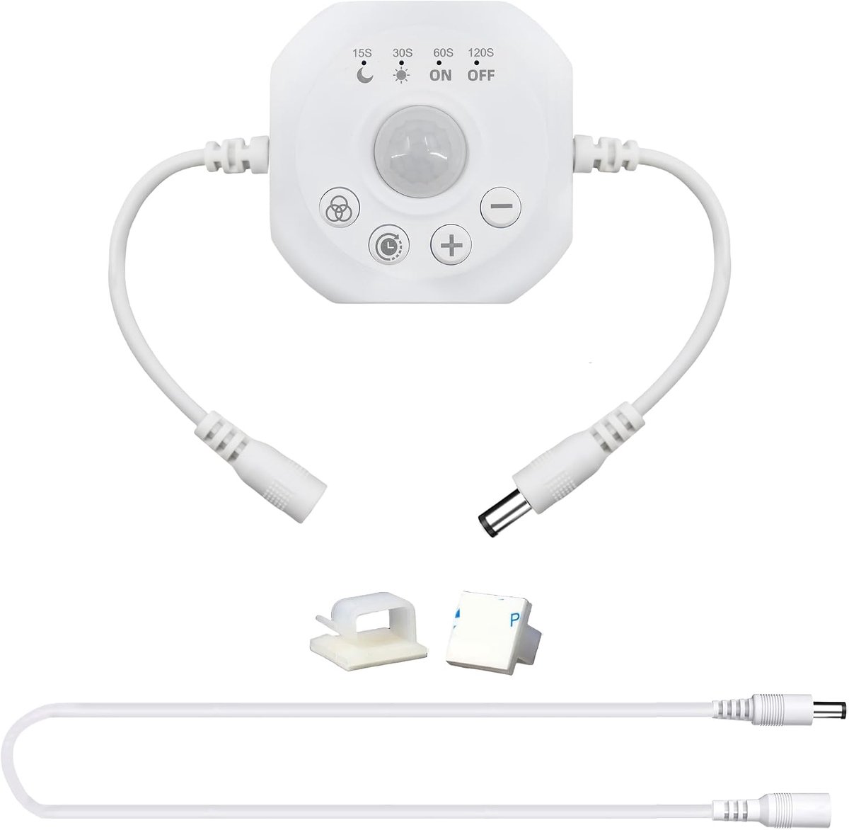 Mini bewegingssensor 5V/12/24V - met stekkers - tijdsvertraging - voor binnenverlichting - SnelShoppen