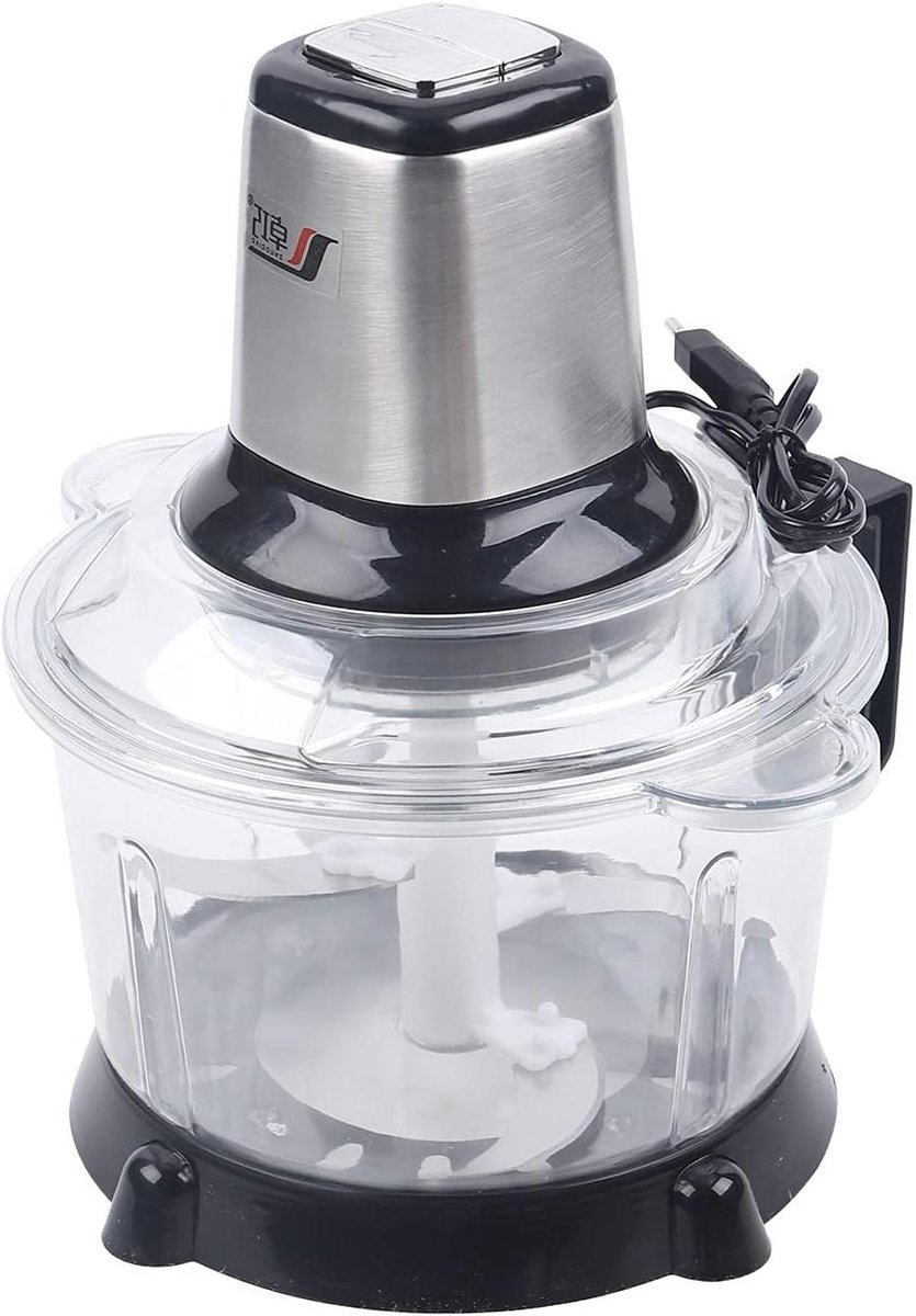 Elektrische Keukenhakselaar - Groentesnijder Multihakmolen - Snel Ingrediënten Hakken - 300W Koperen Motor - 5 Liter - Zilver Zwart