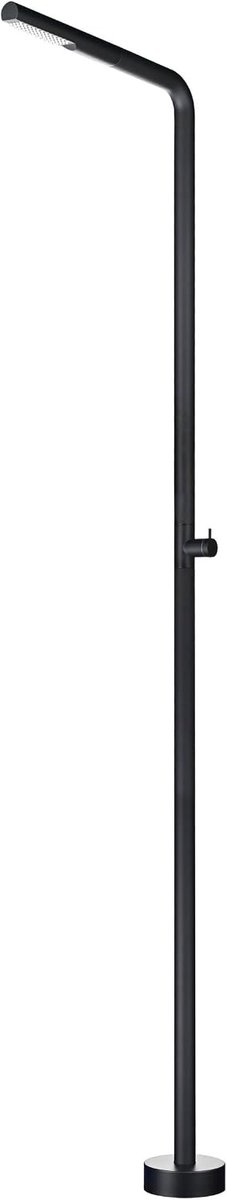 Buitendouche voor zwembad, tuin, SPA, met buisdouche van 42 mm, hoogte 220 cm, van S316 roestvrij staal, 1-weg, koud water, mat zwart