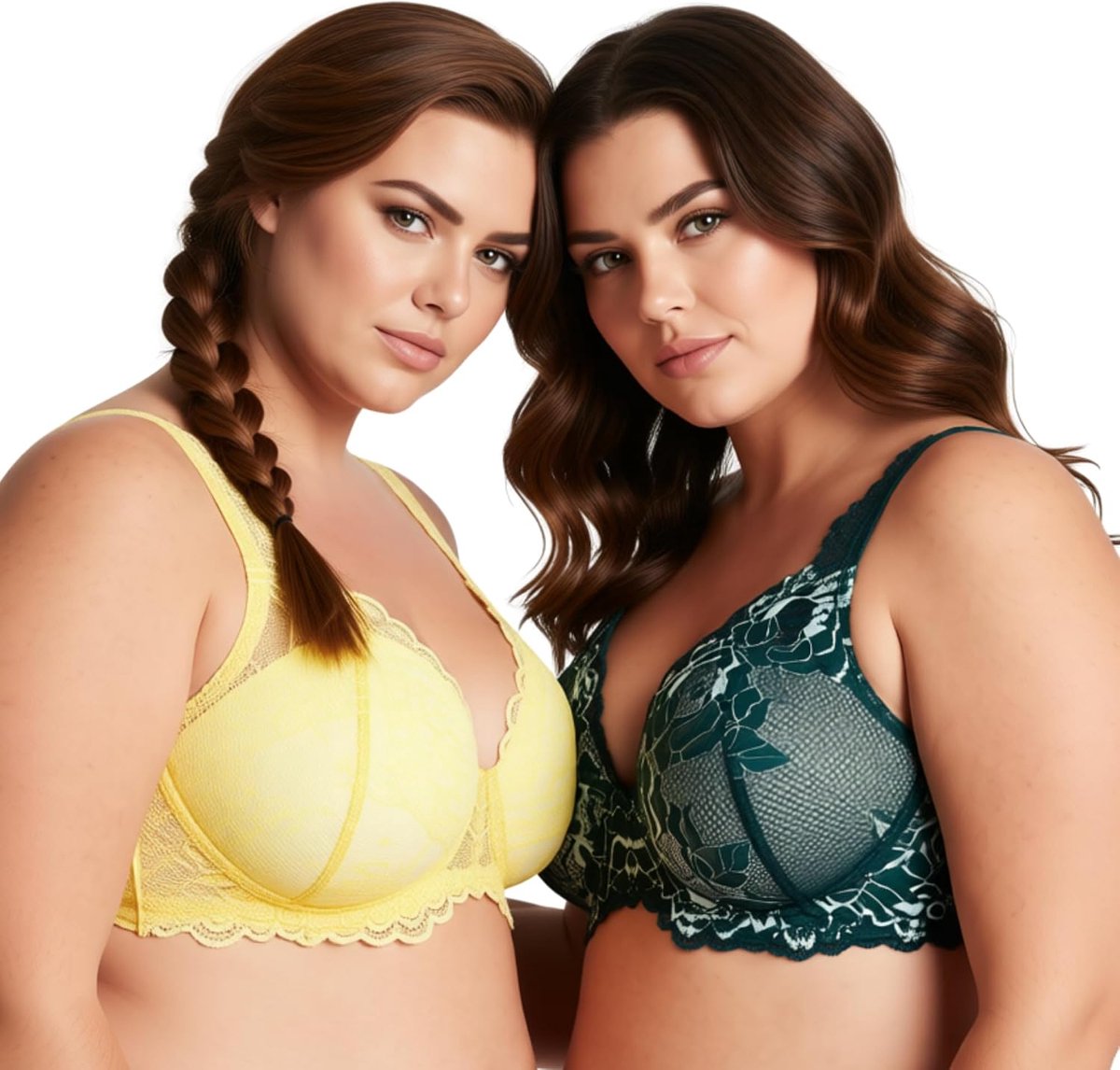 Muse Dames Grote Maat Met beugel Voeg 1+ Cup toe Push-up Netstof Kanten Beha