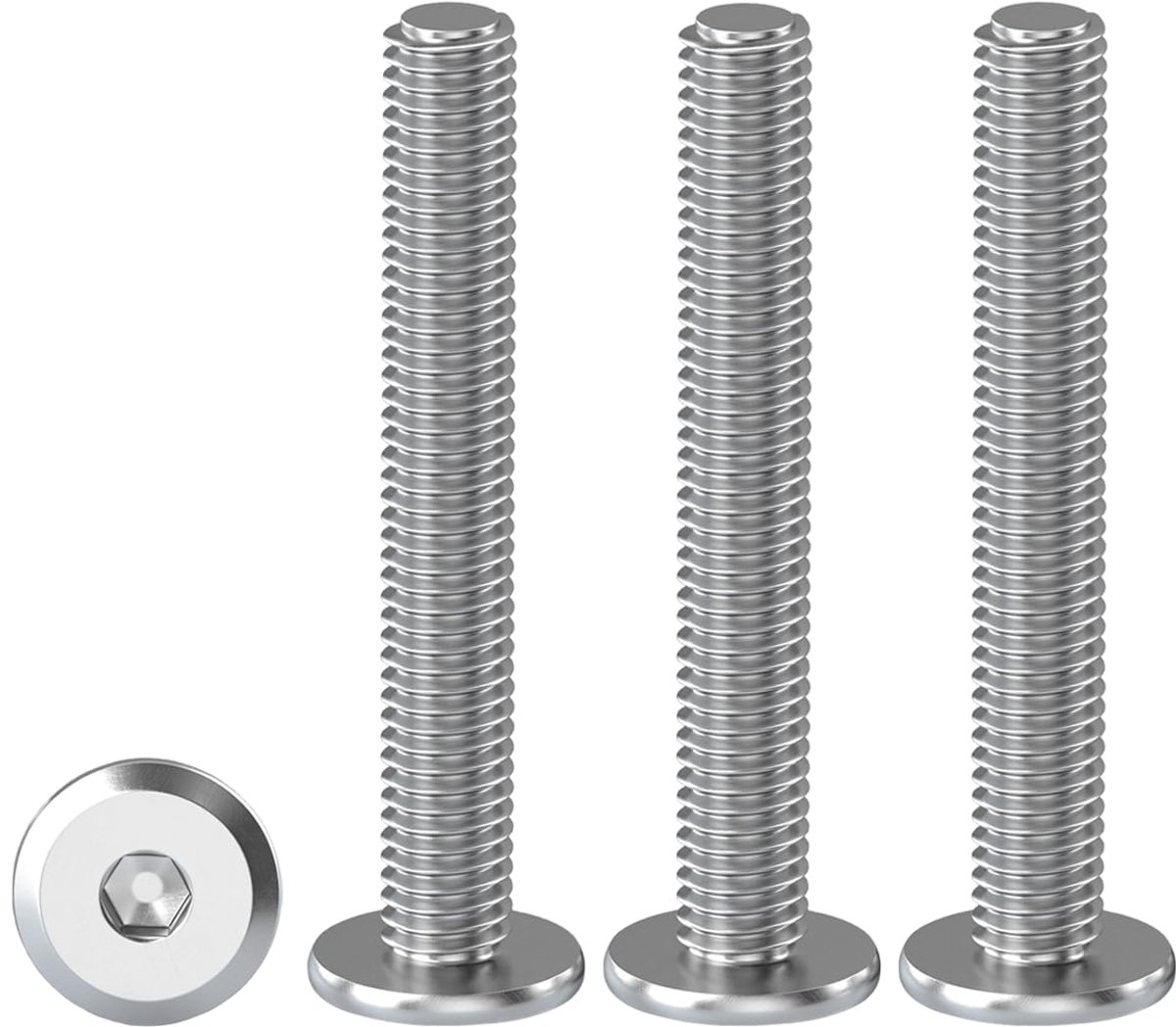 Roestvrijstalen schroeven M4, lenskopschroeven, 20 stuks, platte kopschroeven, binnenzeskant, M4 x 35 mm, V2A schroeven, meubelschroeven voor meubelmontage, houtbewerkingsprojecten