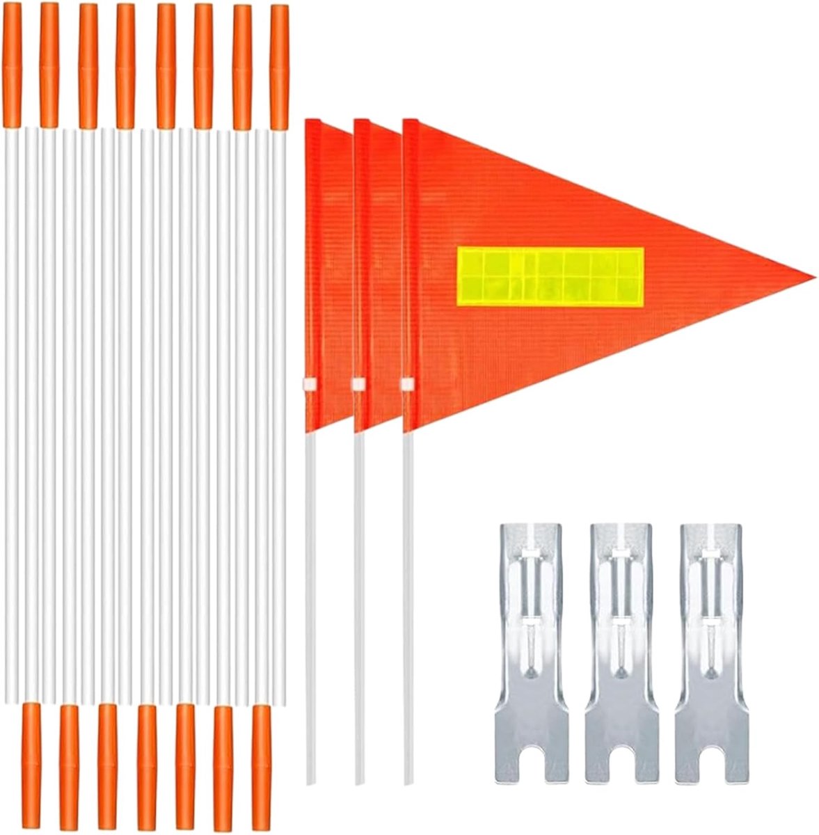 Set van 3 vlaggen fietsaanhangers: fietswimpel set met 3 fietsvlaggen, 15 stuks 30 cm vlaggenmasten en 3 connectoren, verstelbare veiligheidswimpel waarschuwingsbord, fietswimpel