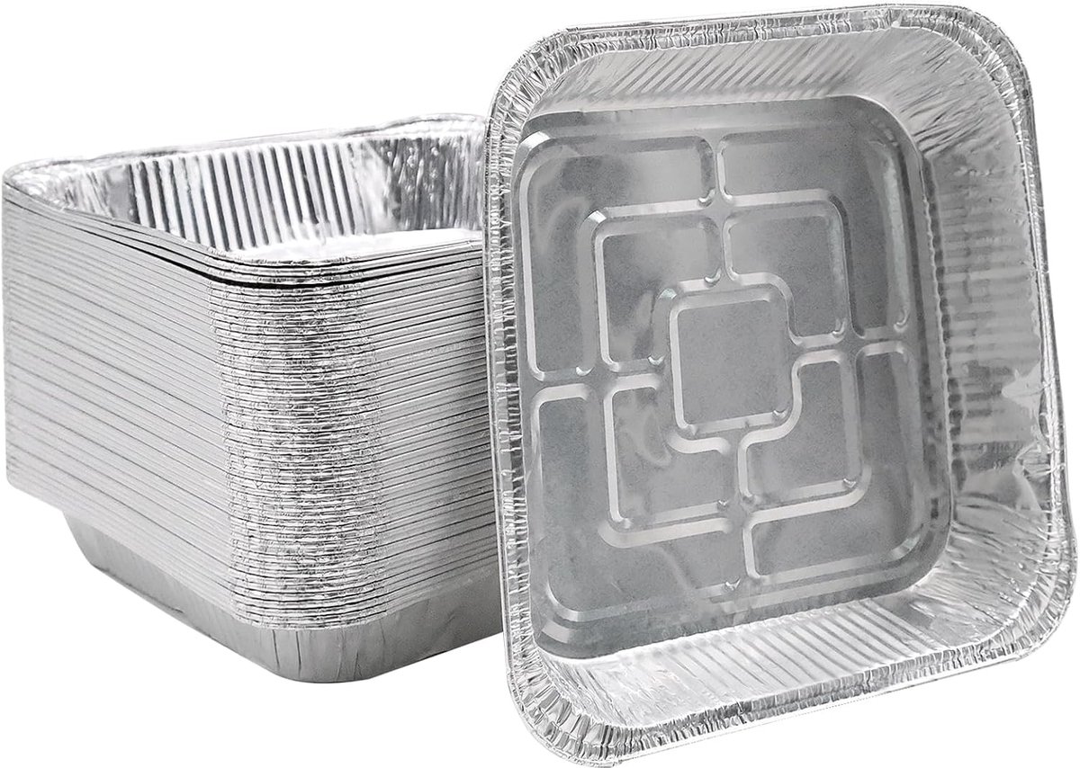 50 wegwerpschalen van aluminiumfolie, 1000 ml, bakplaten van aluminiumfolie, wegwerpschalen voor barbecue, 20 cm x 20 cm x 4 cm