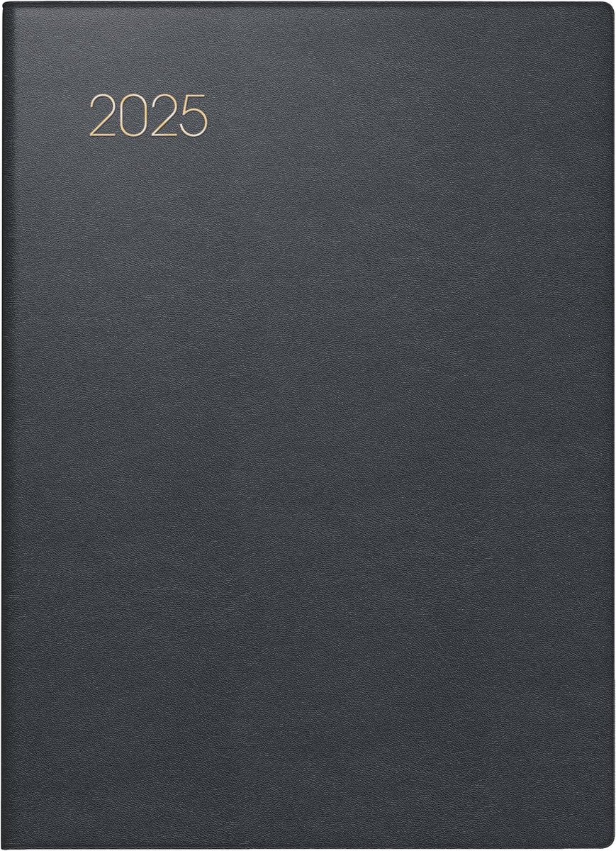 Zakagenda model 731 (2025), 2 pagina's = 1 week, A6, 176 pagina's, leren omslag, zwart