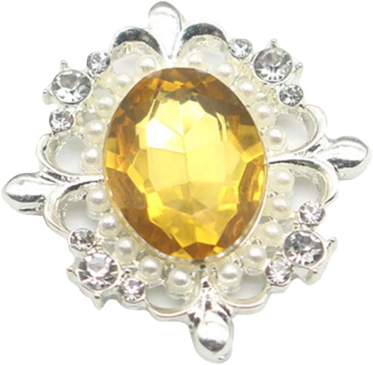 3 stuks 31x34mm ovale parel rhinestone legering knopen platte achterkant versieringen decoratieve knop voor jurk sieraden broche oorbel accessoire