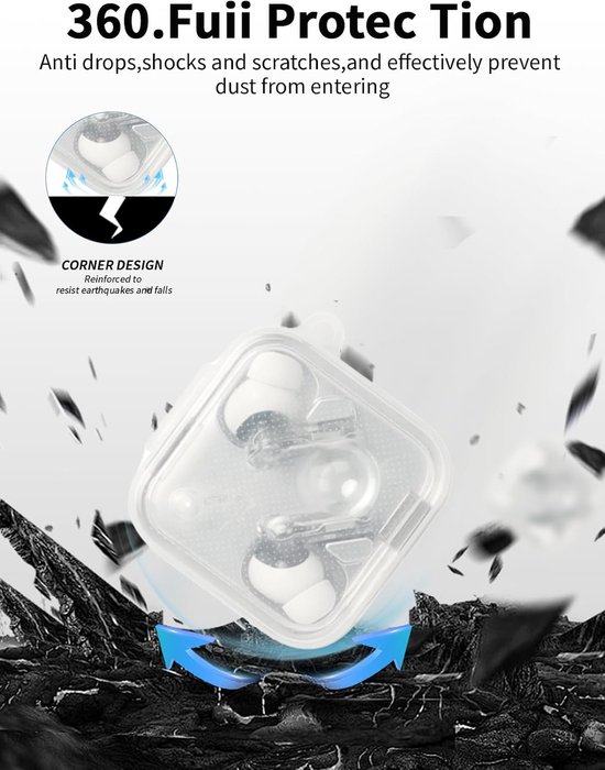 Hoes voor Nothing Ear (3) draadloze in-ear hoofdtelefoon, schokbestendig, toergy waterdicht, zacht en duurzaam, met koord, sleutelhanger en reinigingstool, transparant — afbeelding 3