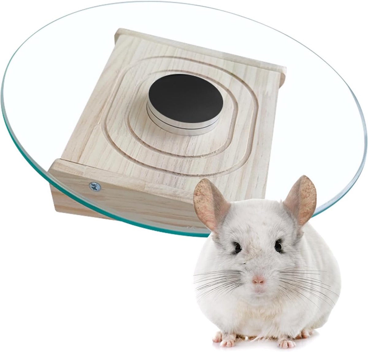 Hamsterwiel van glas, 28 cm, voor chinchilla's, draaibare folie voor chinchilla's, met metalen lagers, stille sportfolie voor hamsters, wielen voor kleine dieren