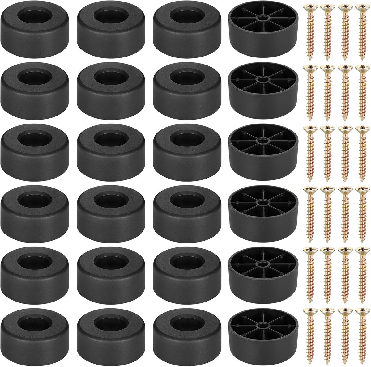 Meubelpootbeschermers 24st - Zwarte Kunststof - Ø45 x 20 mm - Bescherming voor meubels - ShopVlot