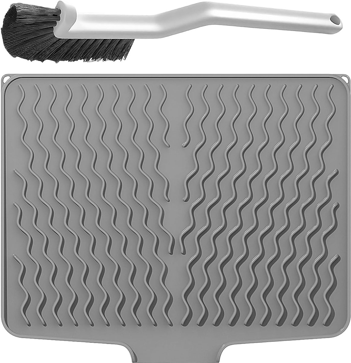 Silicone afdruipmat 40 x 33 cm - Grijze siliconen mat - Hittebestendig en antislip - Ideaal voor keukens - ShopVlot