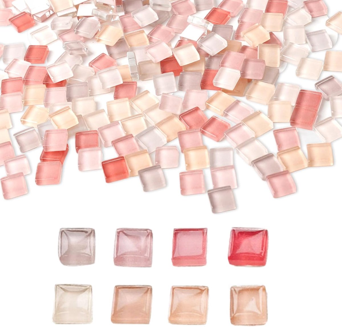 Glasmozaïekstenen 1 x 1 cm - Roze mini mozaïektegels - Geschikt voor binnen en buiten - Perfect voor DIY-projecten - ShopVlot
