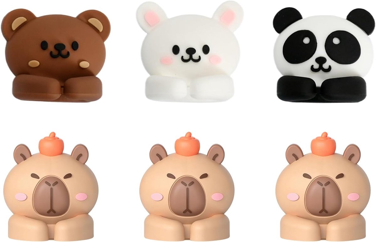 Kabelhouders set van 6 - Dierendesign - Zelfklevend - Voor kabelbeheer en sleutels - ShopVlot