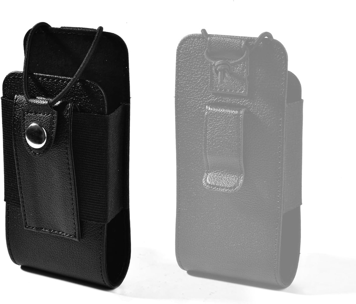 Lederen radioholster met korte achterclip - universeel ontwerp - voor draagbare radio's - makkelijk toegankelijk - ShopVlot