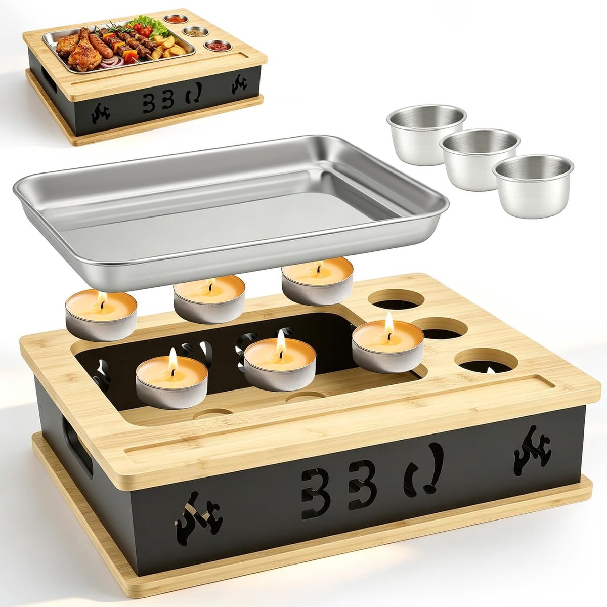 BBQ Hot Plate - RVS Kruidenkom - Optimaal Temperatuurbehoud - Ideaal voor Gezellige Avonden - ShopVlot